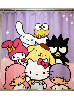 Cute Characters Shower Curtain 59" × 71" with 12 Hooks